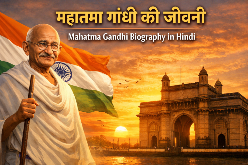 महात्मा गांधी, जिनका पूरा नाम मोहनदास करमचंद गांधी था, भारत के स्वतंत्रता संग्राम के सबसे महान नेता थे। वे अहिंसा और सत्य के मार्ग पर चलकर भारत को अंग्रेजों की गुलामी से आज़ाद कराने वाले राष्ट्रपिता कहलाए।